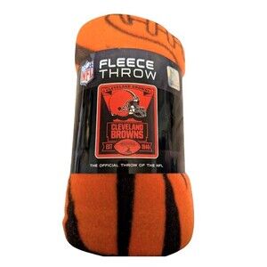 NFL CLEVELAND BROWNS FOOTBALL FLEECE BLANKET THROW SIZE 50"X60" MARQUEE STYLE